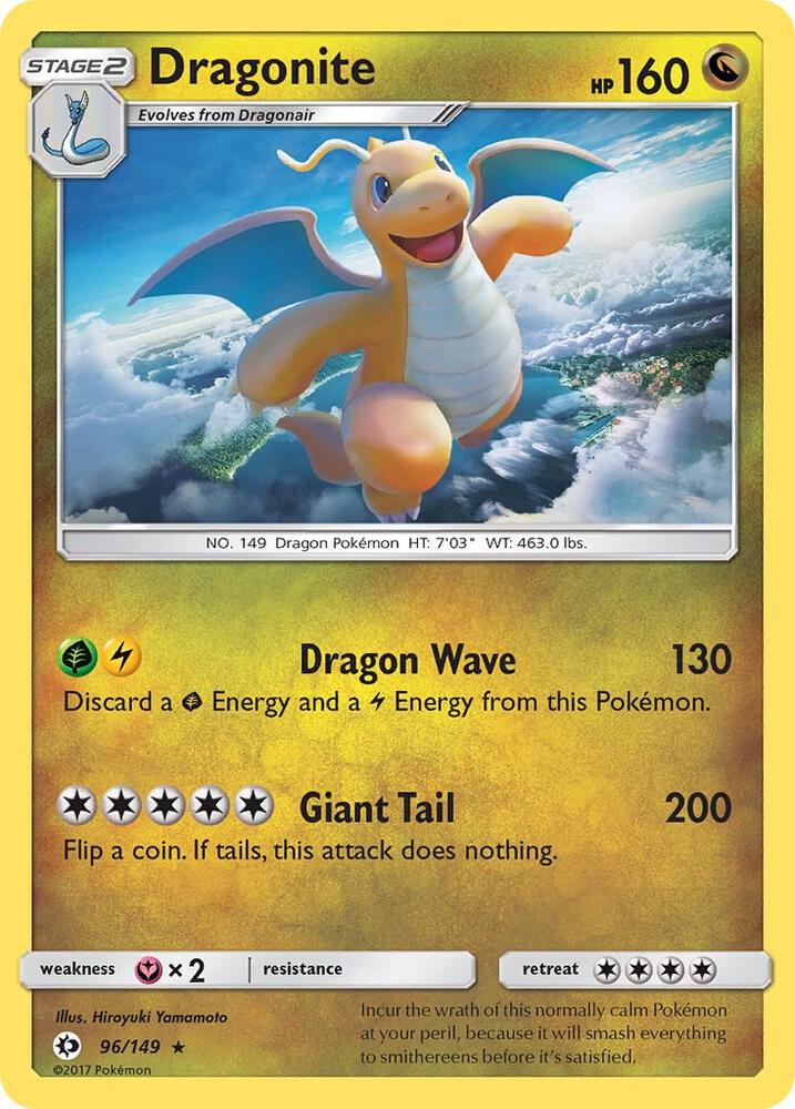 Dragonite #96 REVERSE HOLOFOIL SM Base Set