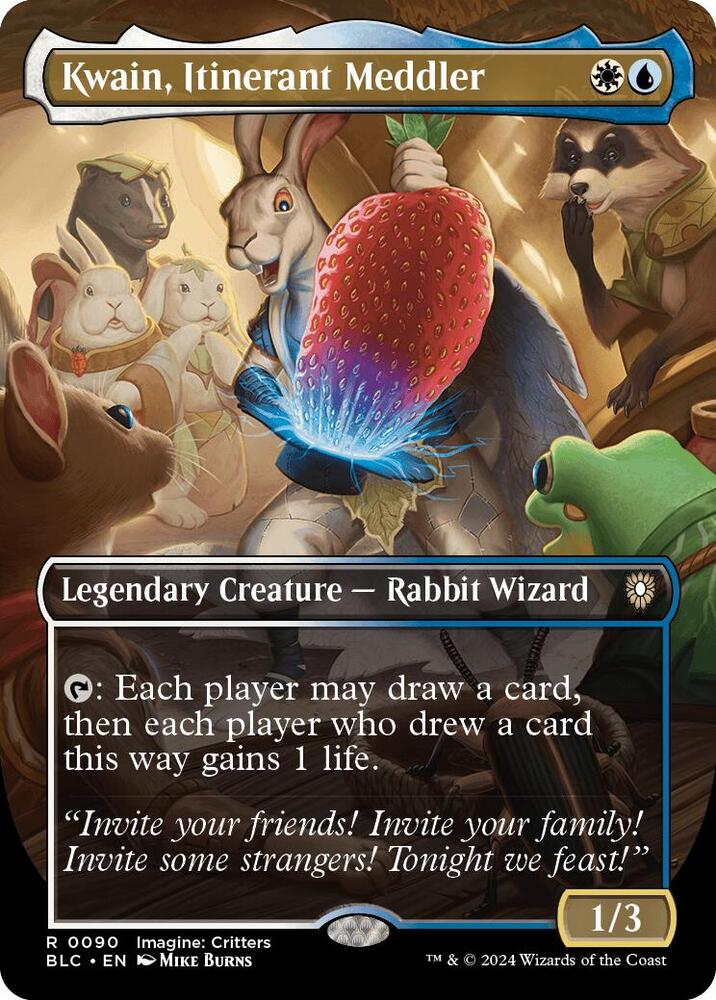 Kwain, Itinerant Meddler (Borderless) #90 FOIL Commander: Bloomburrow