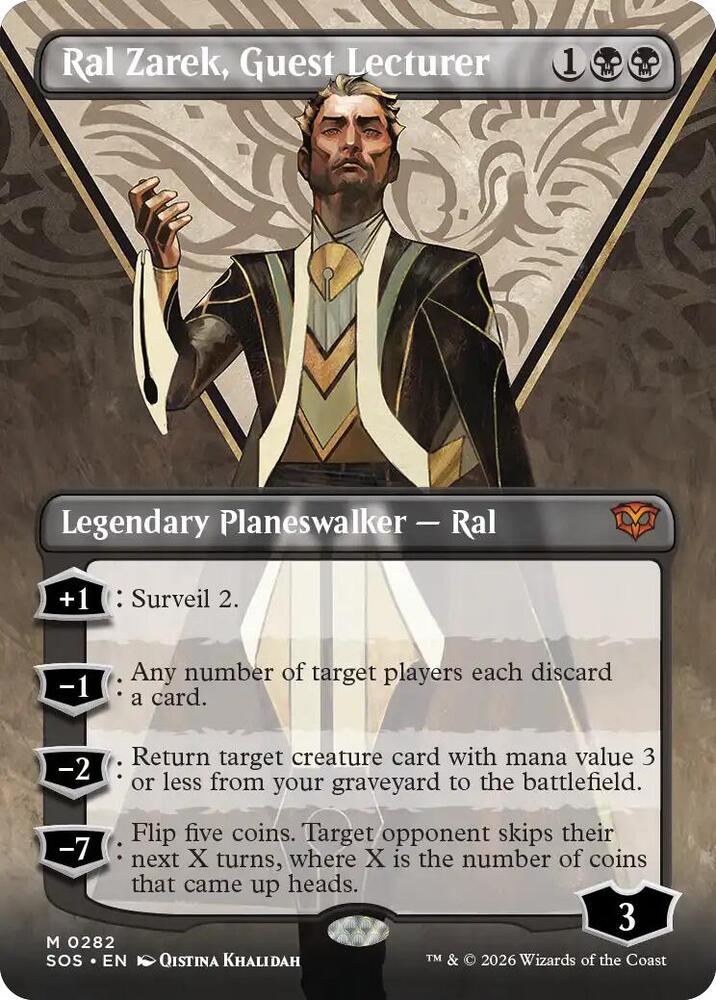 Ral Zarek, Guest Lecturer (Borderless) #282 FOIL Secrets of Strixhaven