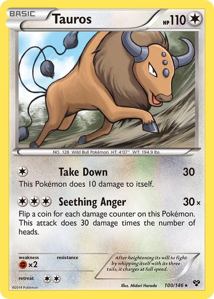 Tauros #100 REVERSE HOLOFOIL XY Base Set