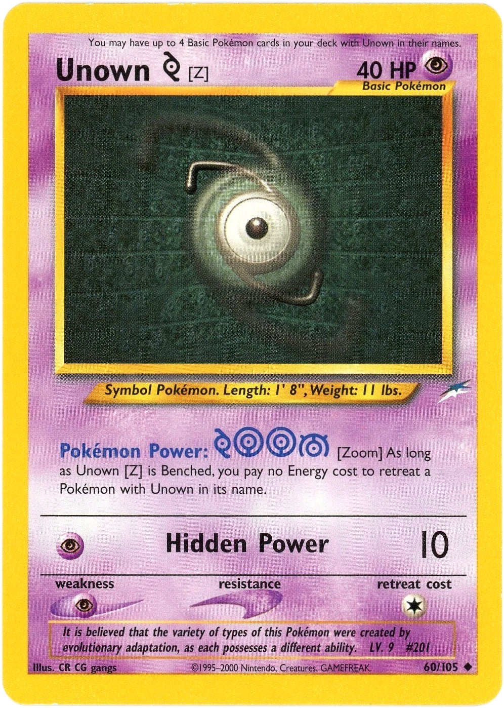 Unown (Z) (Unlimited Edition) #60 Neo Destiny