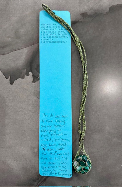 Handmade Nylon Braided Necklace with Malachite Stone *LOCAL ART*