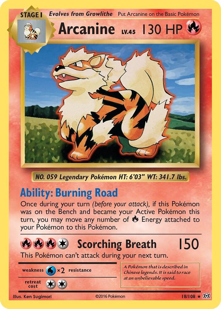 Arcanine #18 REVERSE HOLOFOIL XY - Evolutions