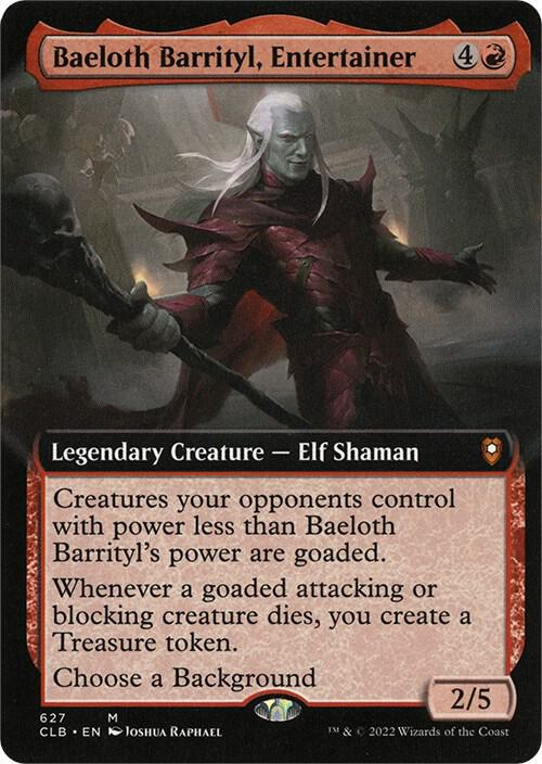 Baeloth Barrityl, Entertainer #627 (Extended Art) Commander Legends: Battle for Baldur's Gate