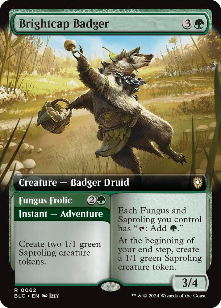 Brightcap Badger #62 (Extended Art) Commander: Bloomburrow