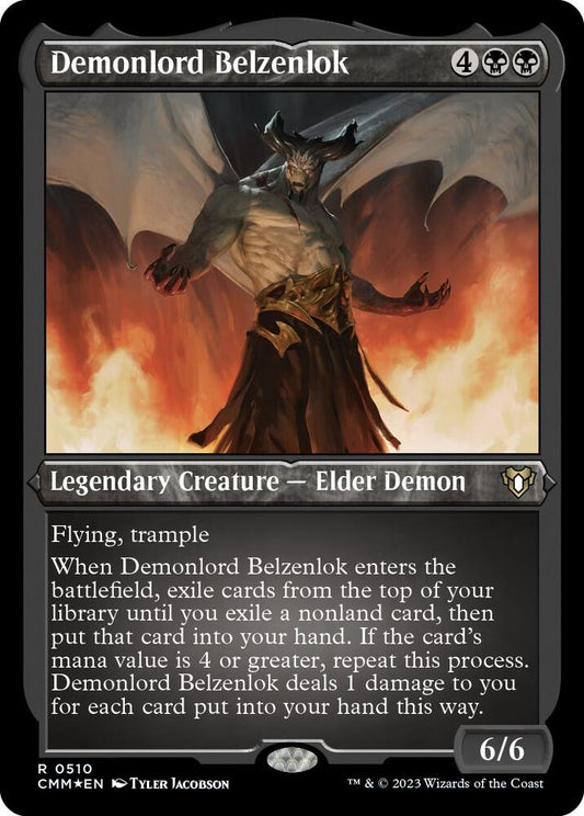 Demonlord Belzenlok #510 FOIL ETCHED Commander Masters