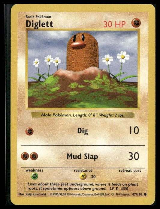 Diglett #47 (Shadowless) Unlimited Base Set