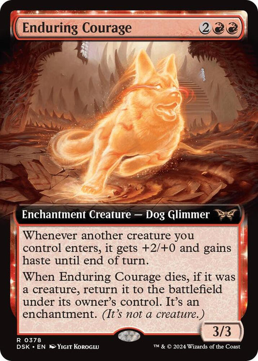 Enduring Courage #378 (Extended Art) FOIL Duskmourn: House of Horror