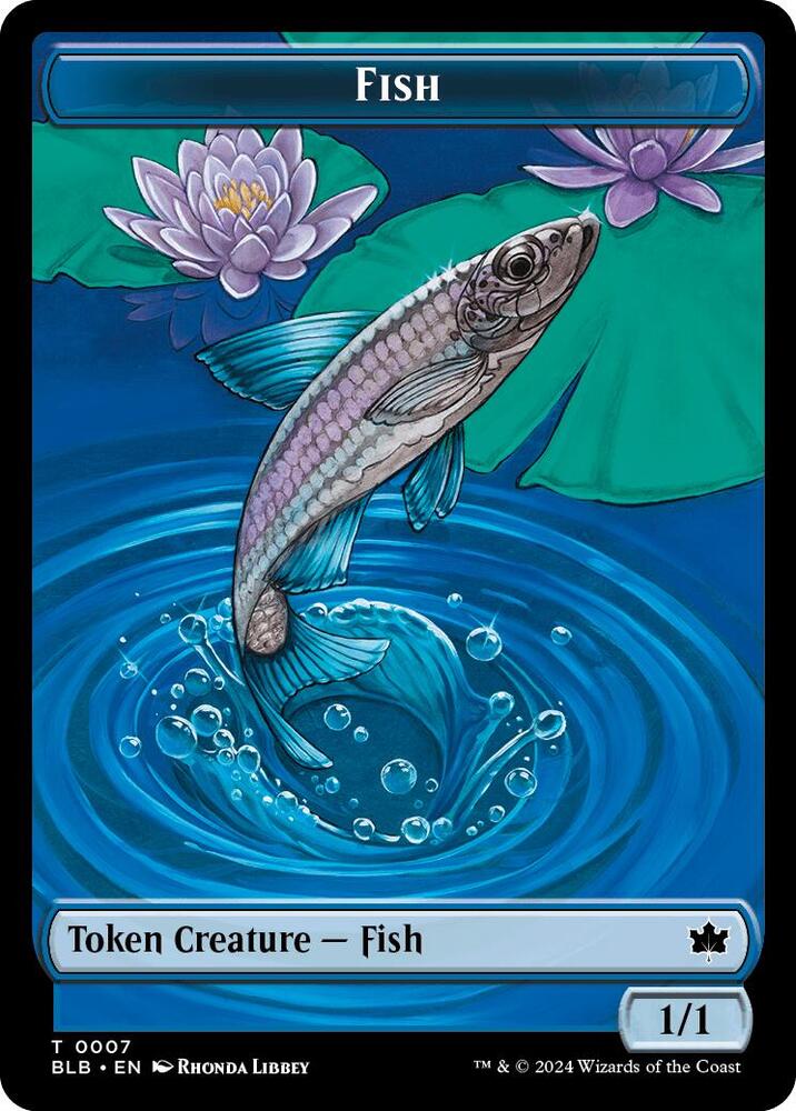 Fish #7 // Iridescent Vinelasher #12 Token FOIL Bloomburrow