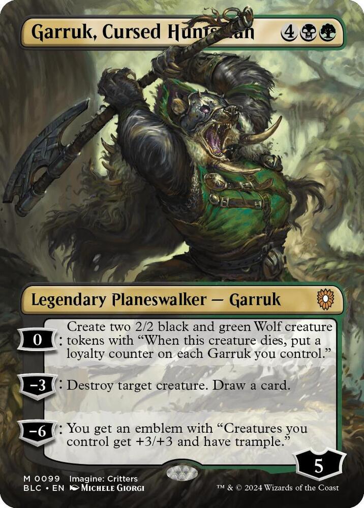 Garruk, Cursed Huntsman (Borderless) #99 FOIL Commander: Bloomburrow