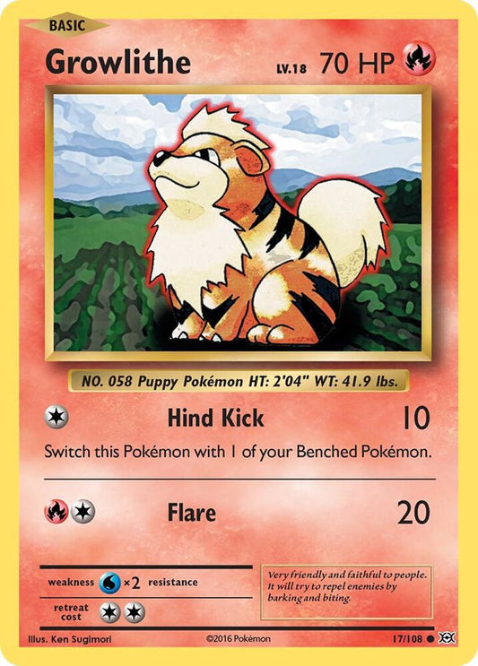 Growlithe #17 REVERSE HOLOFOIL XY - Evolutions