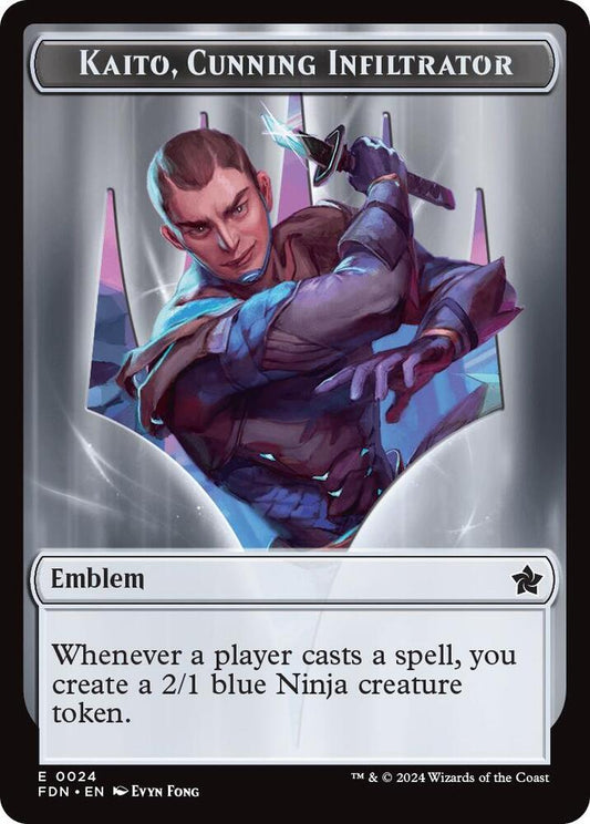 Kaito, Cunning Infiltrator Emblem #24 // Ninja Token #12 FOIL Foundations