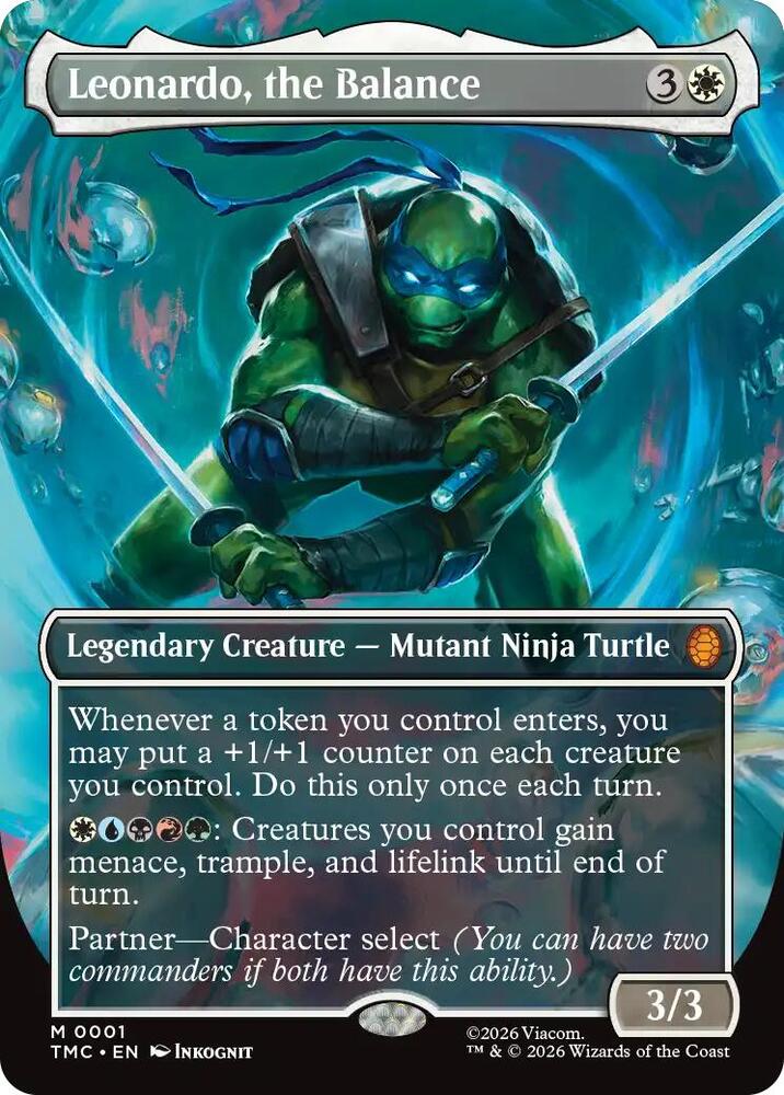 Leonardo, the Balance (Borderless) #1 FOIL Commander: Teenage Mutant Ninja Turtles