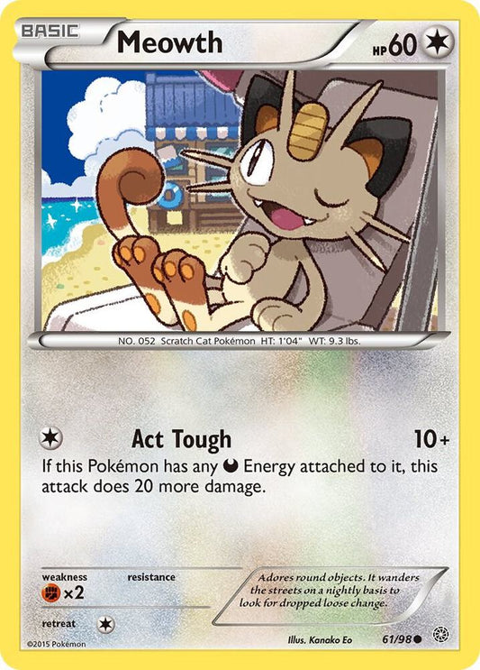 Meowth #61 REVERSE HOLOFOIL XY - Ancient Origins