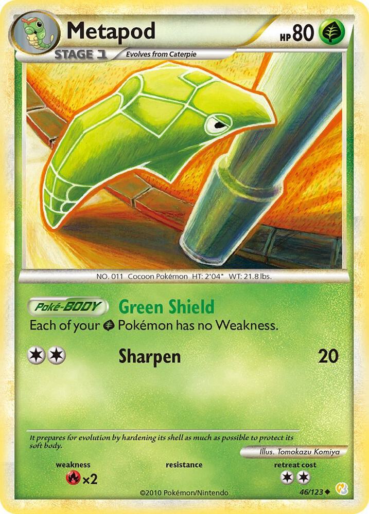 Metapod #46 REVERSE HOLOFOIL HeartGOld SoulSilver