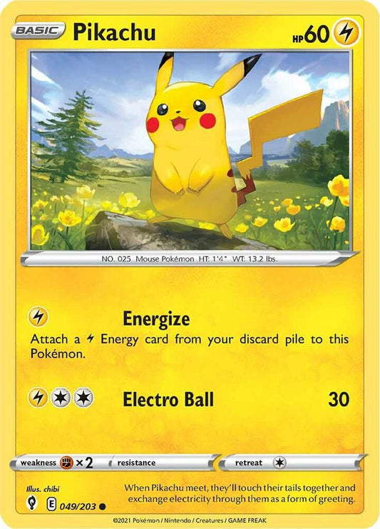 Pikachu #49 REVERSE HOLOFOIL SWSH07: Evolving Skies