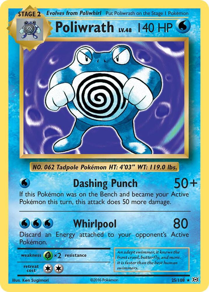 Poliwrath #25 REVERSE HOLOFOIL XY - Evolutions