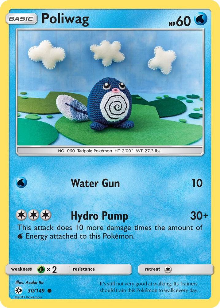 Poliwag #30 REVERSE HOLOFOIL SM Base Set
