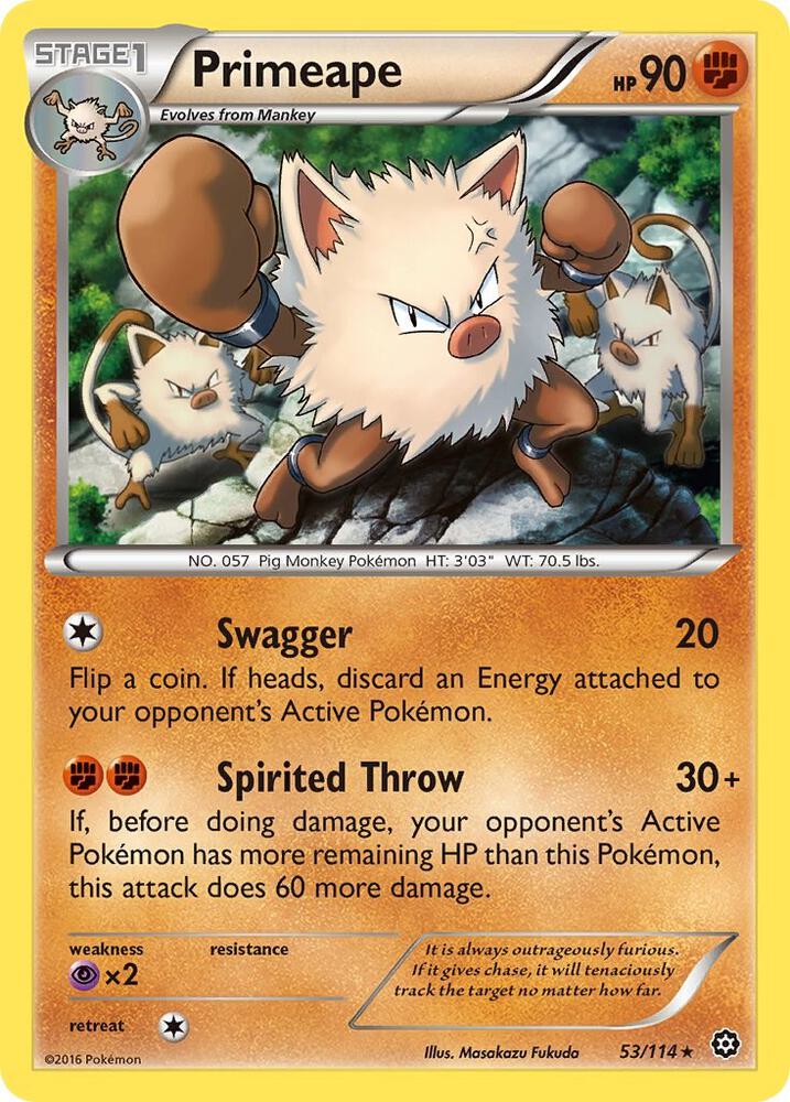 Primeape #53 REVERSE HOLOFOIL XY Steam Siege