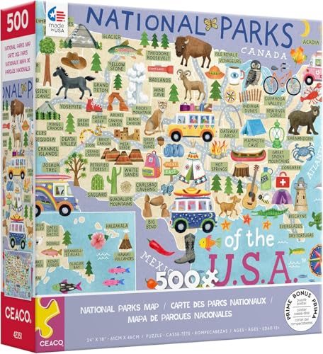 National Parks Map 500-Piece Puzzle NEW/SEALED