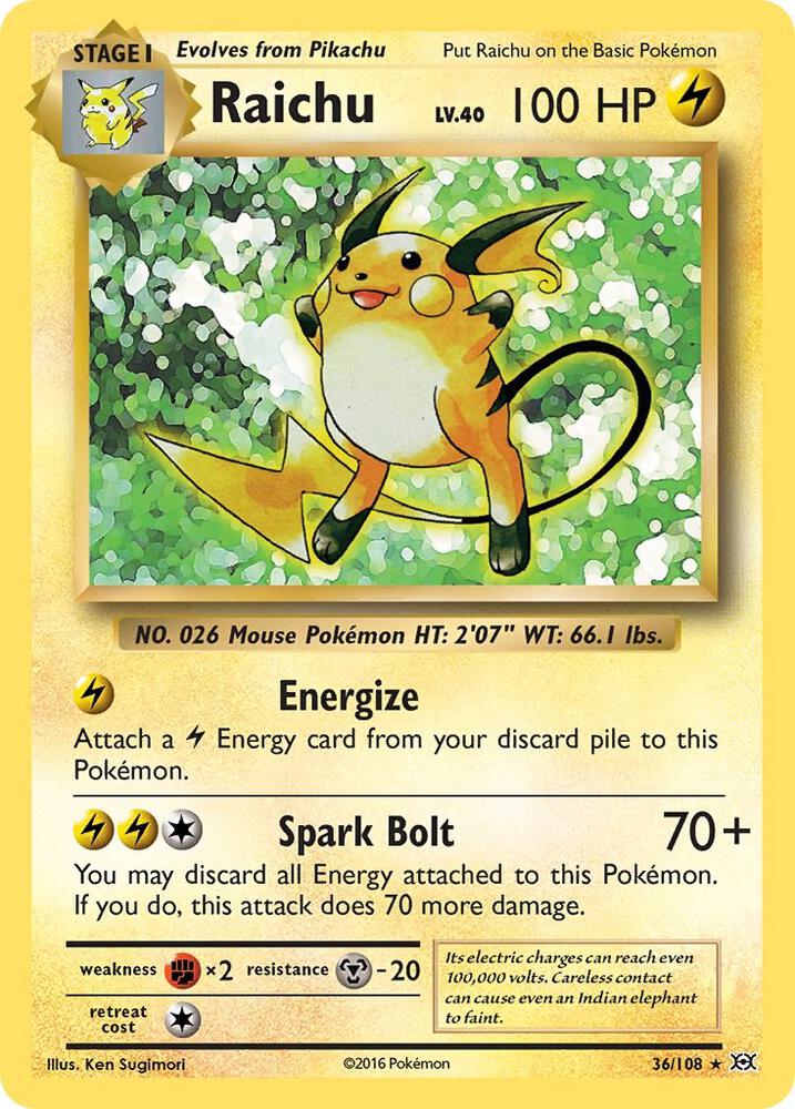 Raichu #36 HOLOFOIL XY - Evolutions