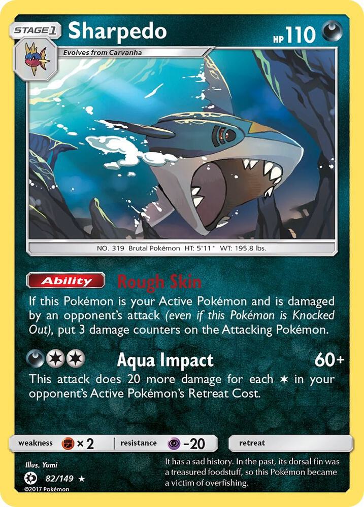 Sharpedo #82 REVERSE HOLOFOIL SM Base Set