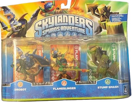 Skylanders Spyro's Adventure Triple Pack (Drobot, Flameslinger, Stump Smash) NEW/SEALED