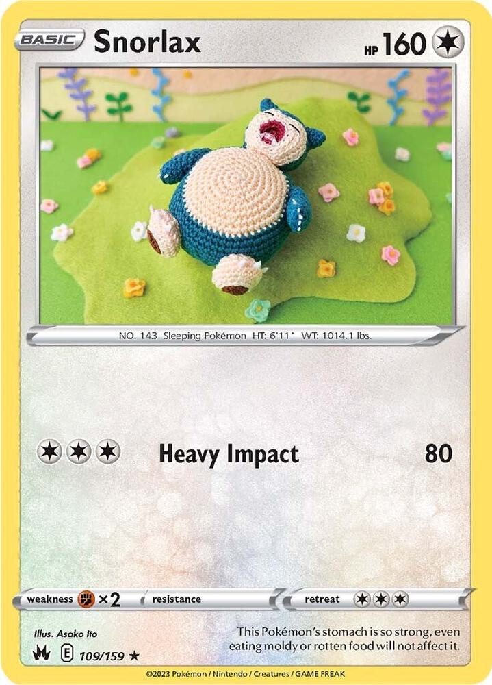 Snorlax #109 REVERSE HOLOFOIL SWSH: Crown Zenith