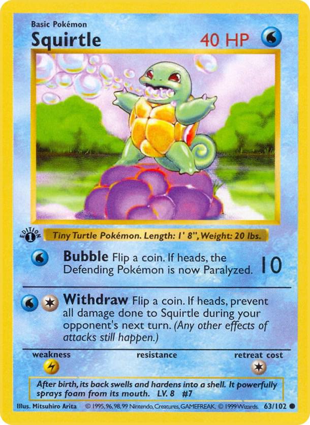 Squirtle (1st Edition) #63 Base Set (Shadowless)