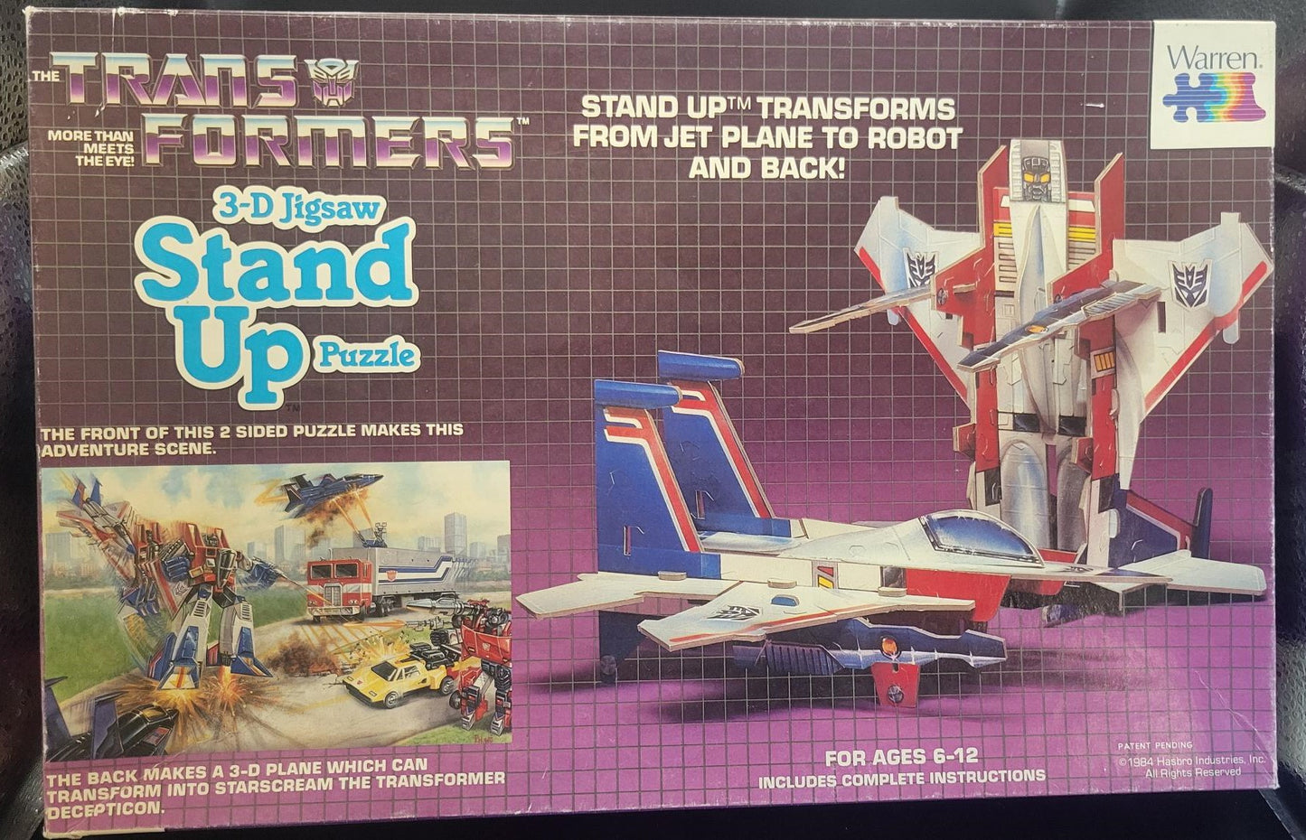 Transformers 3D Jugsaw Standup Starscream 75/28 piece puzzle (1984)