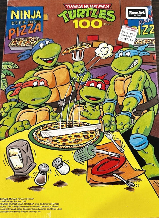 Teenage Mutant Ninja Turtles 100-Piece Puzzle (Ninja Pizza) (RoseArt, 1990)