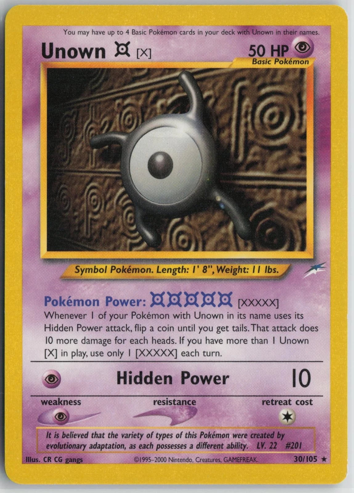 Unown (X) (Unlimited Edition) #30 Neo Destiny