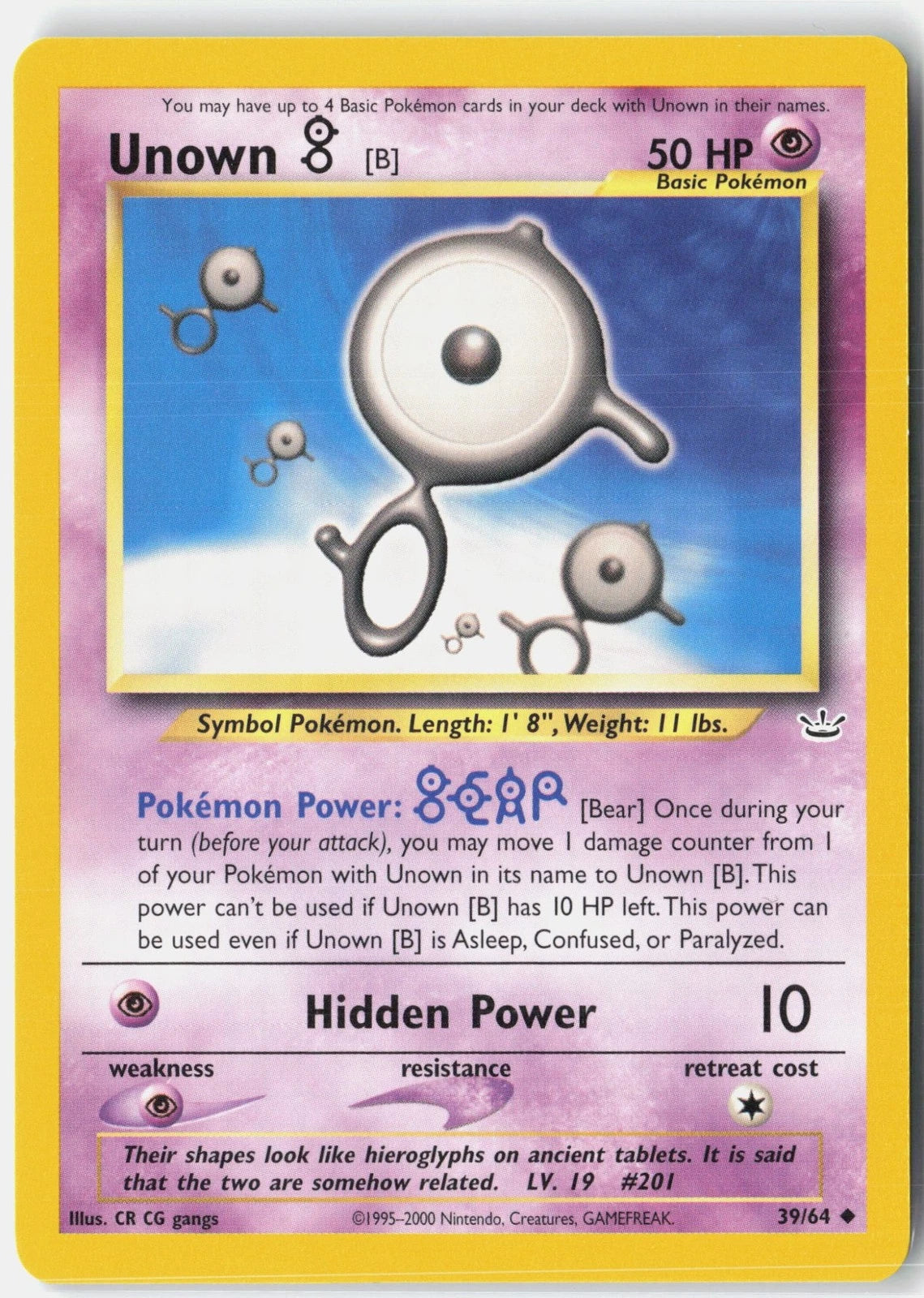 Unown (B) (Unlimited Edition) #39 Neo Revelation