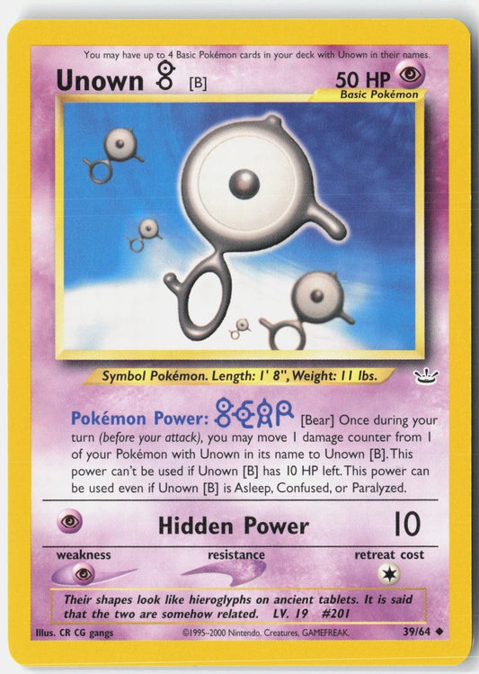 Unown (B) (Unlimited Edition) #39 Neo Revelation