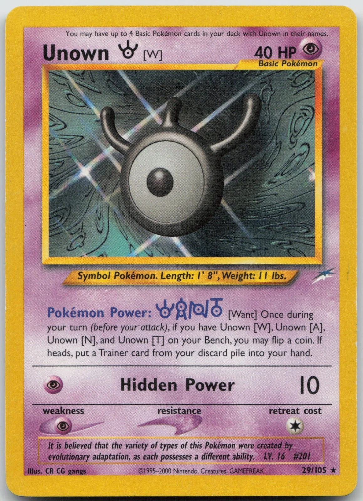 Unown (W) (Unlimited Edition) #29 Neo Destiny