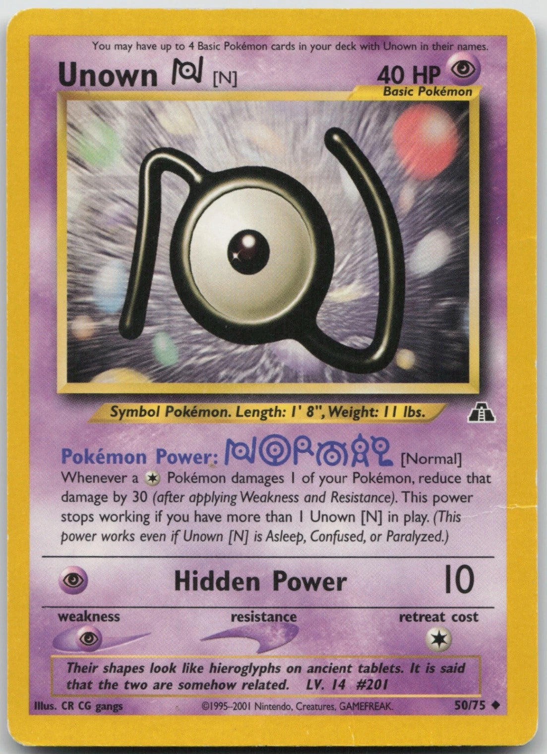 Unown (N) (Unlimited Edition) #50 Neo Discovery