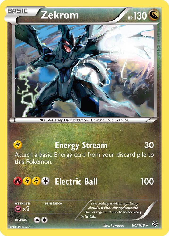 Zekrom #64 REVERSE HOLOFOIL XY - Roaring Skies